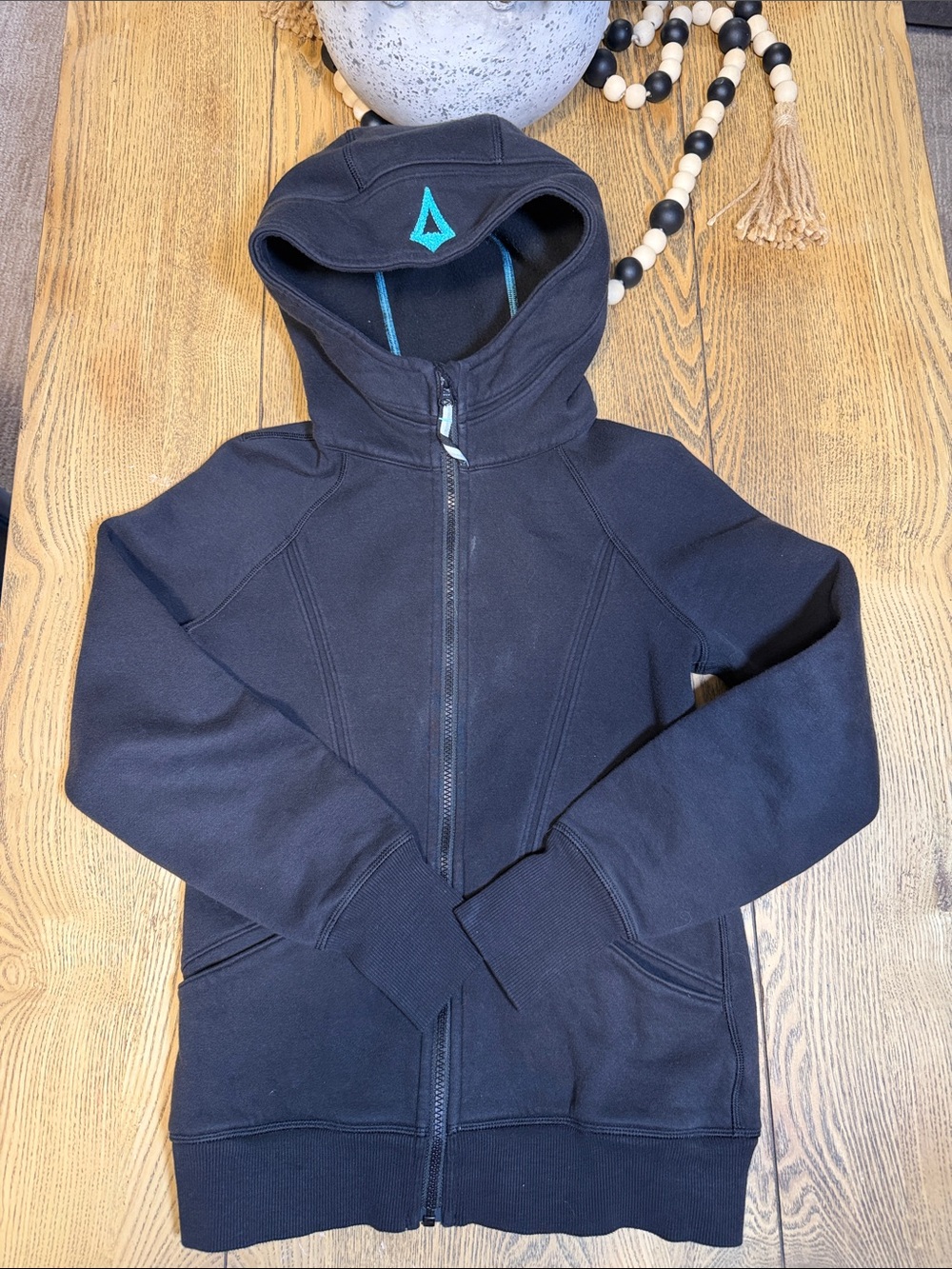 Ivivva Black Full-Zip Hoodie with Teal Logo Accent